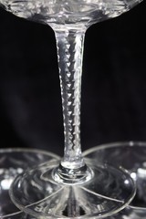 4 CHAMPAGNE SHERBET GOBLETS CUT FLOWERS LEAVES SWIRLS NOTCHED STEM