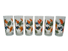 Libbey 6-lot Multi-Color Autumn Leaf Graphic 14 oz. Drinking Glasses