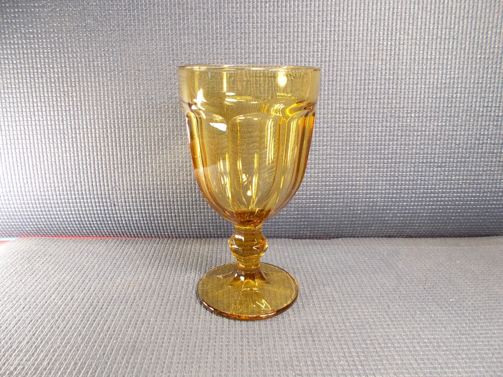Viking Crystal Arlington Amber Pattern Iced Tea Goblet 7″