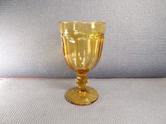 Viking Crystal Arlington Amber Pattern Iced Tea Goblet 7″
