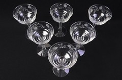 6 Vtg Libbey Rock Sharpe Tulips Tall Sherbet Champagne Glasses 6.25″