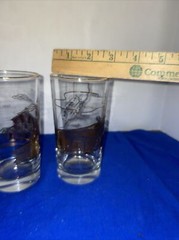 VTG Tumblers Gold Black California Santa Barbara Mission Set of 2 Barware MCM