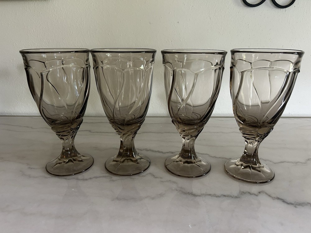Nice! Set Of 4 Noritake SWEET SWIRL Tawny Brown Iced Tea Water Goblets 7 3/8”
