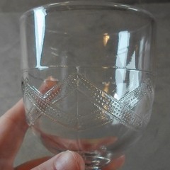EAPG Gillinder & Sons No 46 Rail Fence Band Water Goblet Clear Antique Glass