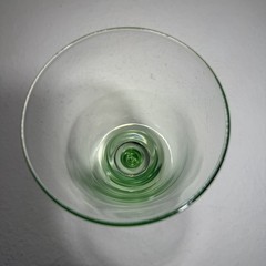 Hand Blown Green Tint Stemmed Wine Glasses Set of 3 Vintage Artisan 8oz