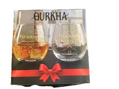 Gurkha Whiskey Glasses Set Of 4 Gurkha 15 Oz Clear With Gold Lettering new in bx