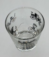 Vintage MC Libbey Horseless Carriage Whisky Rocks Glass Retro Barware