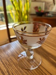 Set Of 6 Libbey Golden Foliage Frosted Champagne Glasses