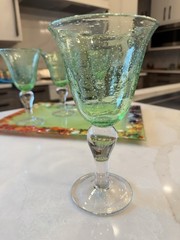 Set Of Four Iris Green Goblets