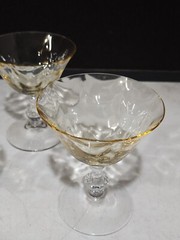 SET OF 4- Fostoria AMBER WAVECREST Low Champagne/ Sherbet #6014 Loop Optic