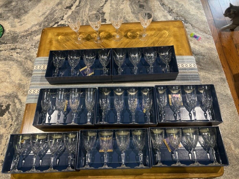 Vintage Preludio Capri Cut Crystal Water Wine and Champagne Glasses – Clear 36pc