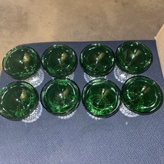 8 Vtg Anchor Hocking Forest Green Bubble Footed Champagne/Sherbet Cup-Stunning!