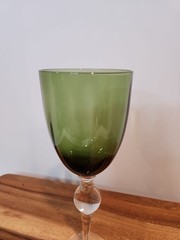 Anthropology Green Long Stem glass goblet