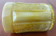 *HOLLY BEADED PANELS CARAMEL SLAG 12 OZ TUMBLER JOE ST. CLAIR-B126-E