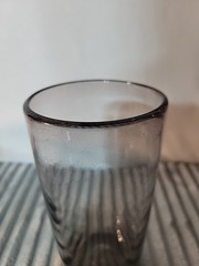 Hand Made Blown Air Bubbles Glass Tea Tumbler Lt Purple Artisan Drinking Heavy