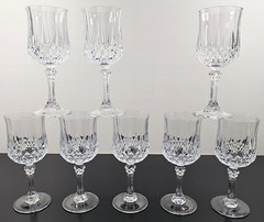 8 Cristal D’Arques Longchamp Water Goblets Set Elegant Crystal Etch Stemware Lot