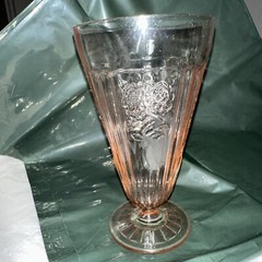 Anchor Hocking Pink Mayfair Open Rose Footed Ice Tea Water Tumblers Glasses
