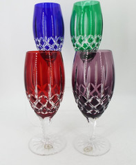 Vintage Ajka Arabella Handmade Bohemian Crystal Cut to Clear Iced Tea Goblets