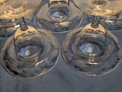 Vtg 5 Floral Etched Margarita Glasses/Shrimp Cocktail Dessert 6 Matching Plates
