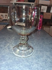Vintage Thick Heavy Clear Glass Goblet Drinking Glass In Perfect Condition! 2lbs
