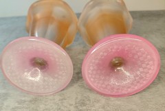 Vintage Libbey Ka-Dinks Frosted Sundae Glasses Pink Orange Ombre Parfait Retro