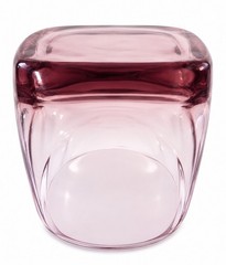 Glasses Pink Lowball Set of 7 Rose Tinted Square Base Swirl Cocktail Tumbler 3.5