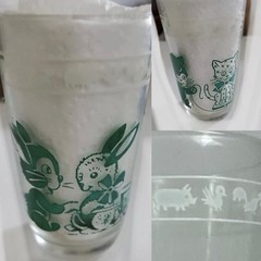 Swanky Swig Glass Kraft Kiddie Childrens Juice Kittens Bunnies Collector VTG MCM