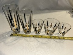 Vintage Anchor Hocking Atomic Golden Peaks Arrow Glass Tumblers Various Sizes