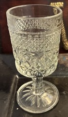 Set of 4 Wexford Anchor Hocking 4 1/2 Inch Wine Goblets Diamond Cut Stemmed