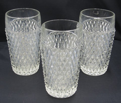 Lot of 3 Vintage Indiana Glass Diamond Point 5 3/4″ Flat Glass Tumblers 16oz