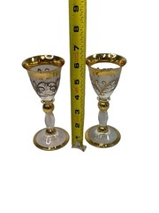 Vintage MEDICI FOOTED WINE GOBLET GLASS Pair Of Two