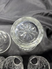 Set Of Five Early American Prescut Juice Glasses Star Starburst (2) 4.5”(3) 3.5”