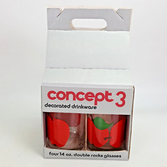 Indiana Glass Concept 3 Glasses 14oz Apples Set Drinkware Double Rocks in Box