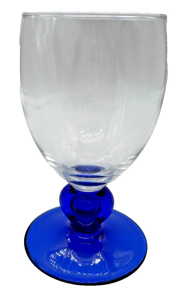 LUMINARC FRANCE COBALT BLUE & Clear WINE GLASSES 4 – 5 ounces 4 3/4 tall