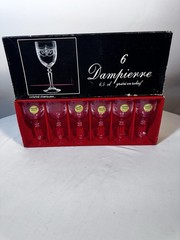 Vtg Cris Cristal D’Arques DAMPIERRE 4.5″ Etched Cordials w/Box Lead Crystal