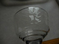 Rock Sharpe ARCTIC ROSE Liquor/Cocktail Glass Cut Floral 5 3/4″ Stem #3005