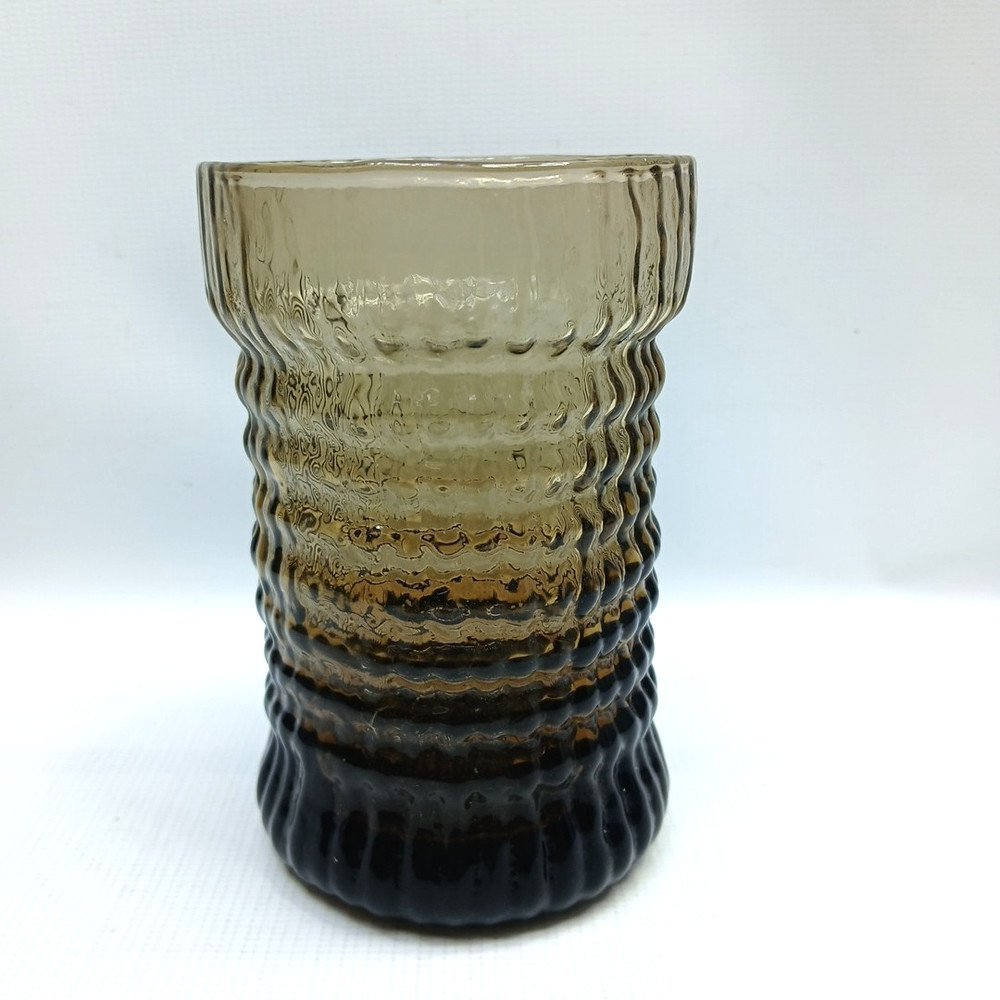 Seneca Glass CASCADE Pattern Brown 15 oz Water Tumbler 5″ High Made 1970s EUC