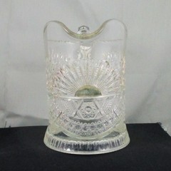 EAPG US GLASS #15110 SUNSHINE aka RISING SUN WATER PITCHER & 4 TUMBLERS GOLD DEC
