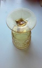 Amber Glass Goblet 1 Only Decorated With Grapes & Leaves 6″ Tall x 3 1/2″ Wide