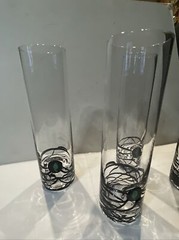 Art Glass Set of 4 String Art 3D Cocktail Highball Glasses 8»