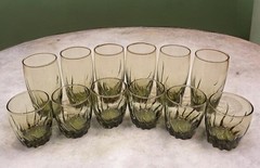 12 Pc Anchor Hocking Central Park Ivy Green Iced Tea Old Fashioned Set Vintage