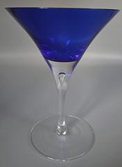Vintage Block Crystal Stockholm Cobalt Blue Martini Glasses Signed