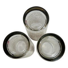 MCM Highball Drinking Glasses Gold Silver Striped SET OF 3 Barware Retro Home