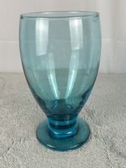 Vintage Libbey Aqua Teal Blue Footed Cocktail Iced Tea Glass Tumbler