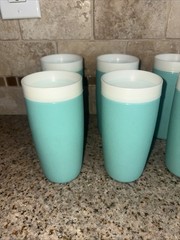 Vintage Bolero Thermoware Tumblers Set of 6 Teal Turquoise #E83