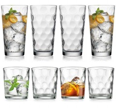 Home Essentials & Beyond Drinking Glasses Set of 8 – 4 Highball 17 oz + 4 Rocks