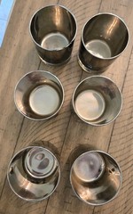 Vintage MCM Silver Ombre Fade Rocks Glasses-Queen’s Lusterware (Thorpe Style)