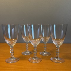 Vintage Duncan Miller Teardrop 5 Wine Cordial Glass Bundle of 5- Excellent!