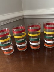 Anchor Hocking Fiesta Bands Rainbow Striped Glasses