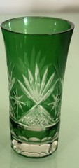 1 AJKA JADE CREEN CUT TO CLEAR CRYSTAL JUICE OR WATER GLASS